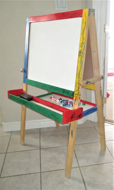 Kids Double Sided Wooden Easel Whiteboard Chalkboard Marker Pens, View more