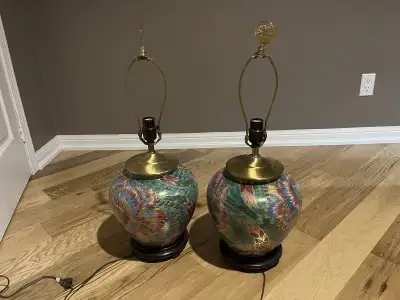Table lamps hand painted $25 each, View more
