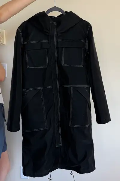Handmade Black Faux Suede Parka – Size M | $200, View more