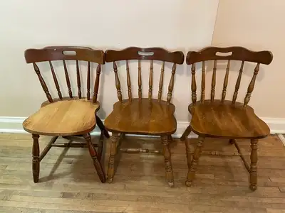 3 Wooden Kitchen Chairs, View more