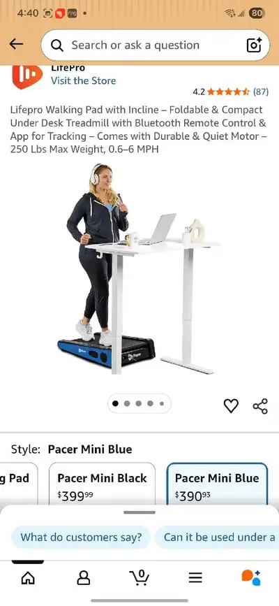 Under desk incline walking pad. Like new. Comes with mat to put under walking pad. Remote control fe...