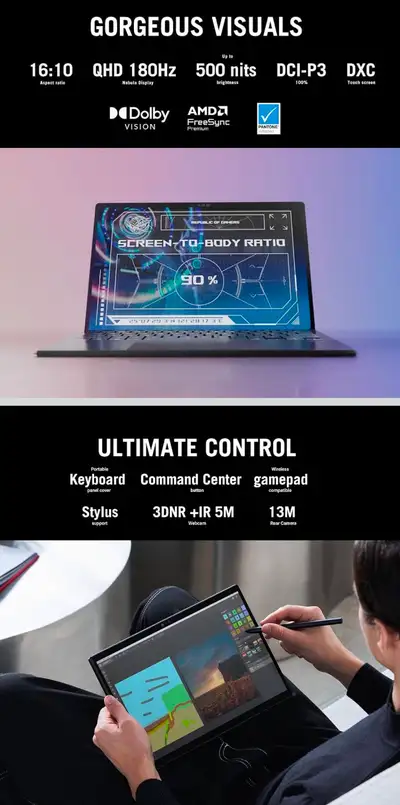 ASUS ROG Flow Z13 Gaming Laptop 13" 2.5K 180Hz 32GB/1TB 395+ MAX, View more