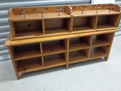Large Solid Wood Entryway Organizer with Cubbies and Coat Hooks, View more