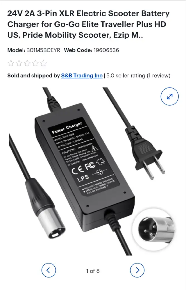 24V 2A 3-Pin XLR Electric Scooter Battery Charger for Go-Go in eBike in Oshawa / Durham Region - Image 5