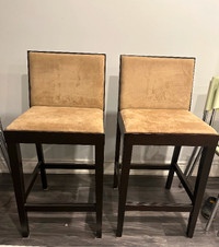 2 high back suede chairs