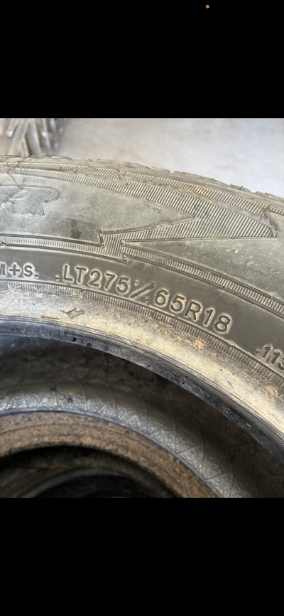 LT275/65R18 Were lightly used on ford f150 Can deliver
