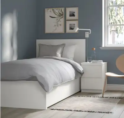 white twin bed, View more