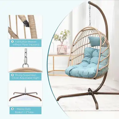 Brand New 1-Seat or 2-Seat Hanging Egg Chair From $169 or $199, View more