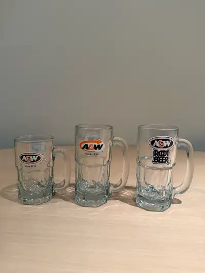 These A&W glass mugs are in good condition and perfect for serving your favourite root beer in style...