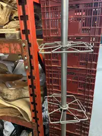 6 foot Metal pole display on wheels for hanging stuff 