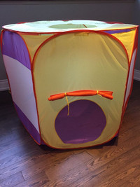 Pop up tent, wooden maze, student desk, playdoh accessories