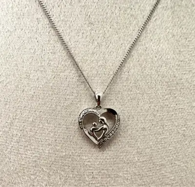 Mom & Child Love Necklace with Natural Diamonds, View more