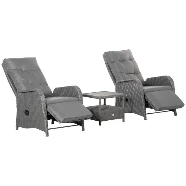 3 Pieces Patio Wicker Bistro Set, PE Rattan Coffee Table & Adjus in Patio & Garden Furniture in Markham / York Region - Image 5