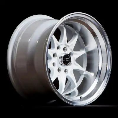 New JNC 003 - White w/ Machined Lip 15x8 +0 4x100 4x114.3 $ 1400 plus hst per set of 4 rims NEW tire...