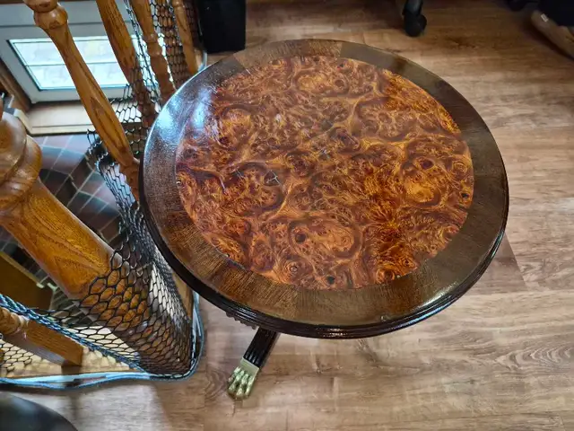 Burl Wood Pedestal Side Table
