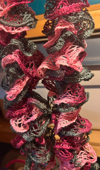Hand made, ruffle knit scarves, multiple colours, brand new