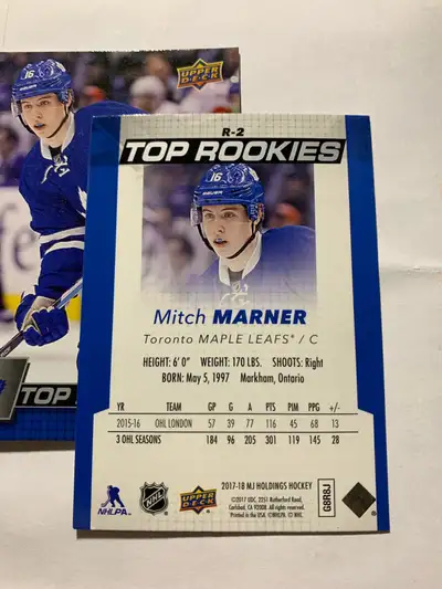 Upper Deck Mitch Marner Top Rookies Hockey Card, View more