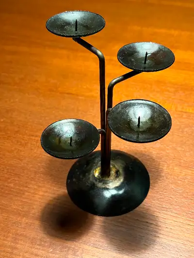 CHANDELIER MÉTAL RÉTRO VINTAGE METAL CANDLESTICK  MID CENTURY, View more