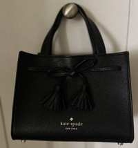 Kate Spade- Hays Black Leather Satchel Top Handle Crossbody Bag