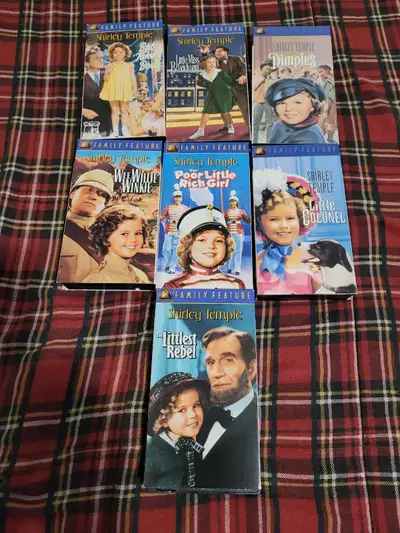 Vintage VHS Shirley Temple, and Humphrey Bogart movies, all in Mint condition, selling all for $20