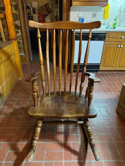 Vintage Wooden Spindle Back Rocking Chair, View more