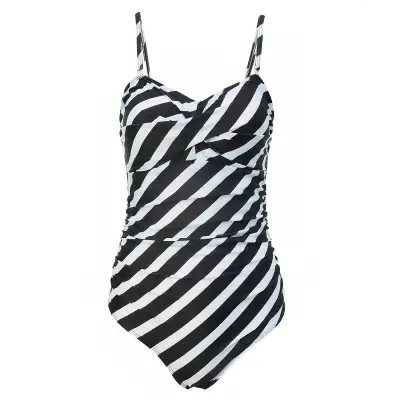 Black/White Stripes Swimsuit XL & Hat. Nepean., View more
