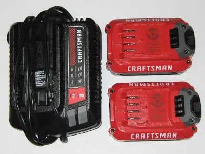 Craftsman V20 charger + 2 batteries, View more