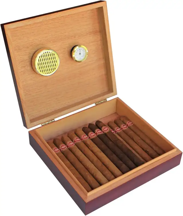 Cherry Finish Spanish Cedar Humidor with Magnet Seal and Humidi