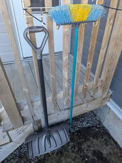 Winter shovel and a broom, View more