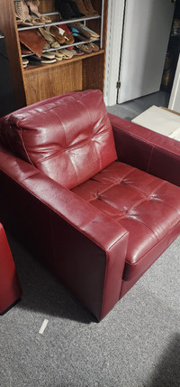 Faux Leather Red Arm Chairs