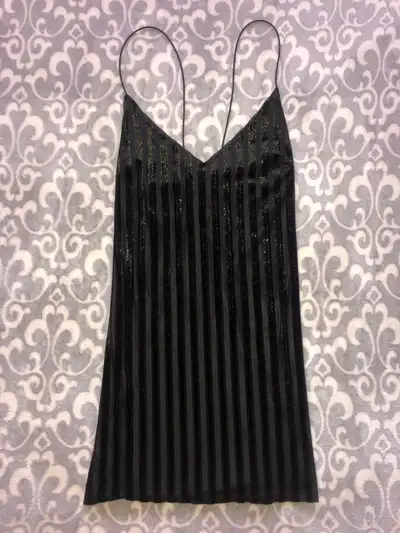 Forever 21 Black & Gold Striped Dress , View more