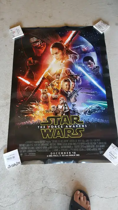 GENUINE STAR WARS THE FORCE AWAKENS MOVIE THEATRE MARQUEE POSTER In excellent condition from clean n...