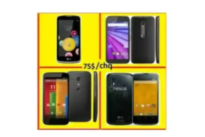 TOUS A 75$ CHQ ANDROID MOTOROLA XT1032 LG K4 K121 NEXUS 4 UNLOCK, View more