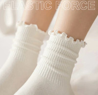 4 pair Socks for Women Ruffle Cotton 