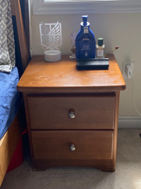 Oak wood night table for sale (twin bed) 