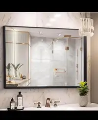 26 x 38 Inch Black Bathroom Vanity Mirror, Black Wall Mirror wit