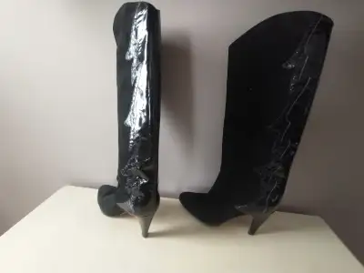 Black Leather and Suede Boots, View more