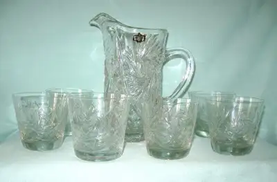 PICHET+VERRES TAILLES PIN WHEEL  CRYSTAL PITCHER+ GLASSES SET, View more