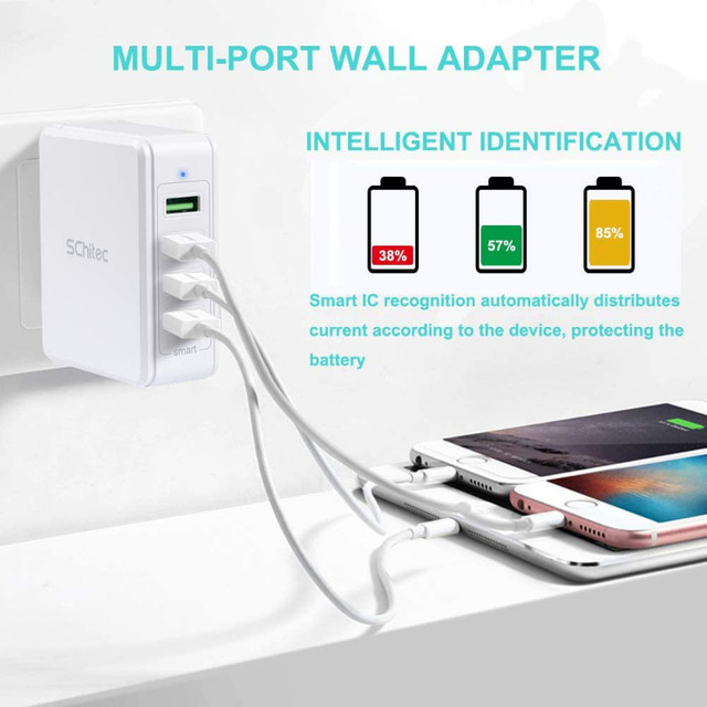 SChitec Smart 4 Port Wall Charger - Charges 4 devices at once in Cell Phone Accessories in Kitchener / Waterloo - Image 4