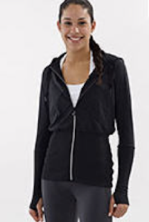 LULULEMON LIFT YOUR SPIRITS HOODED JACKET BLACK SIZE 12 Brushed Luxtreme® fabric Front and back V-sh...