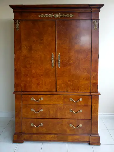 Solid Ash wood with Burl veneer top ARMOIRE by HENREDON -USA, View more