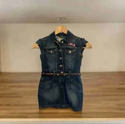 Excellent preowned condition. Mexx for Girls denim dress with matching studs on the pockets and brow...