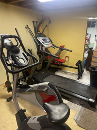 Workout gym. Treadmill Exercise Bike crosstrainer Bowflex weight