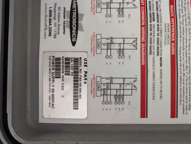 Metrosonics PA-9 Plus Portable Power Analyzer62863272227585123