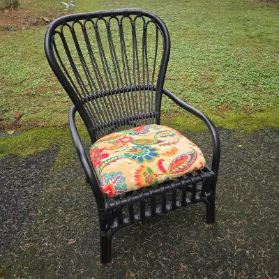 Vintage Black Rattan Chair, View more