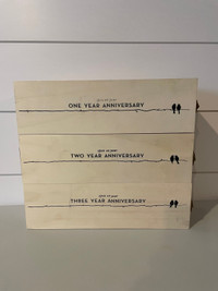 Wooden wine box 3 year anniversary gift box