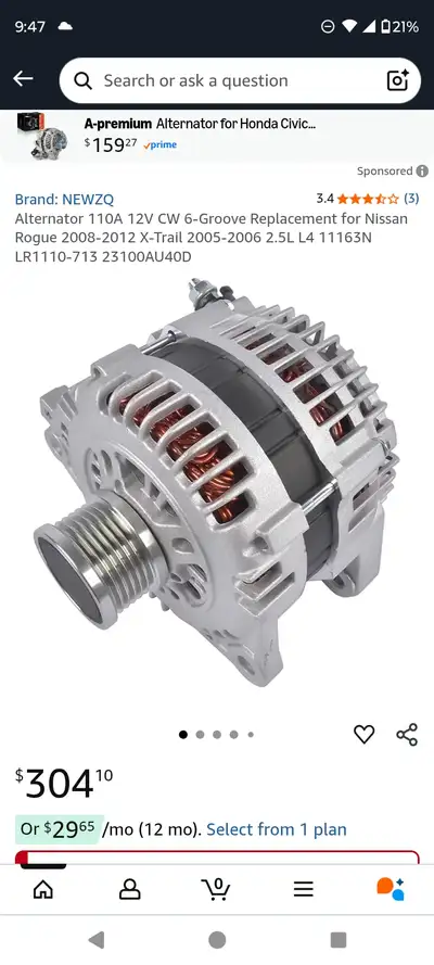 Replacement for Nissan Rogue L4 2.5L 2008-2012 Replacement for Nissan X-Trail L4 2.5L 2005-2006 Note...