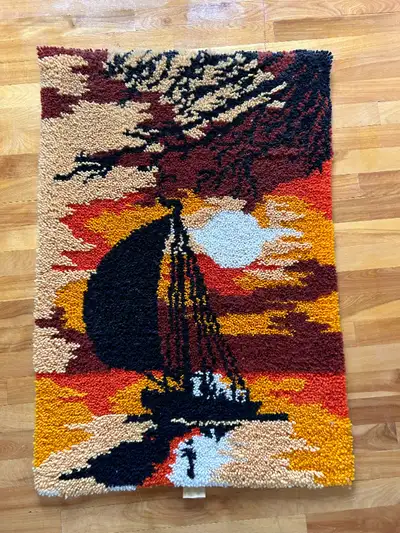 Vintage Hooked Rug Wall Art - “Tradewinds”, View more