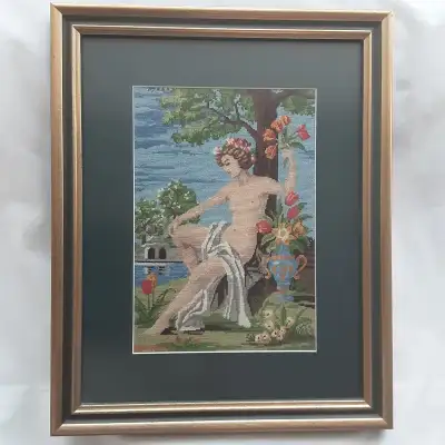 Framed 15.25" high x 12.25" wide. Expert example in mint condition. Solid wood frame, matted, museum...