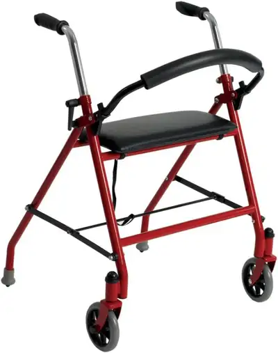 Drive Medical Two Wheeled Walker with Seat, Red, 1 Each 1 count, View more
